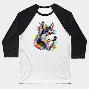 Husky Colorfull Pop Art Design For Dog Onwer Baseball T-Shirt